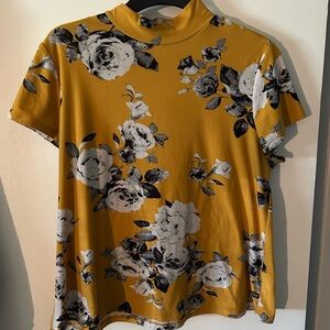 Eye Candy Mustard Floral Short Sleeve Top